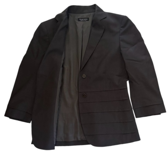 Marlowe Women's V-Neck Italian 100% Wool Blazer Jacket, Dark Gray, Size 42/8/S - Picture 6 of 15